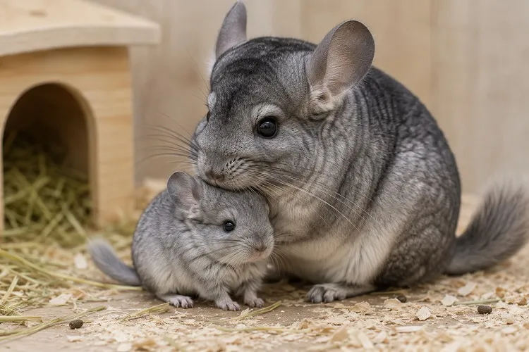Reproduction du chinchilla - avec son petit